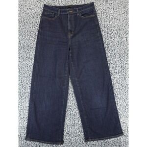 Uniqlo Jeans Womens 27 High Rise Wide Leg Dark Wash Denim Pants Indigo